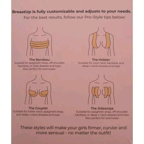 Breastup By Seinsuelle Premium Breast‎ Lifting Tape Nipple Covers Set Of 2 Two - Picture 3 of 10